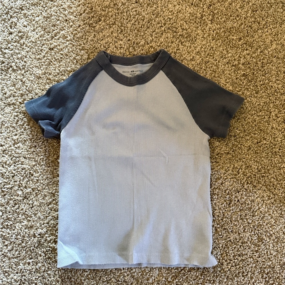 Brandy Melville Navy and Light blue Raglan Crop Top